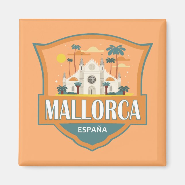 Mallorca Spanien Reisen Retro Abzeichen Magnet (Vorne)