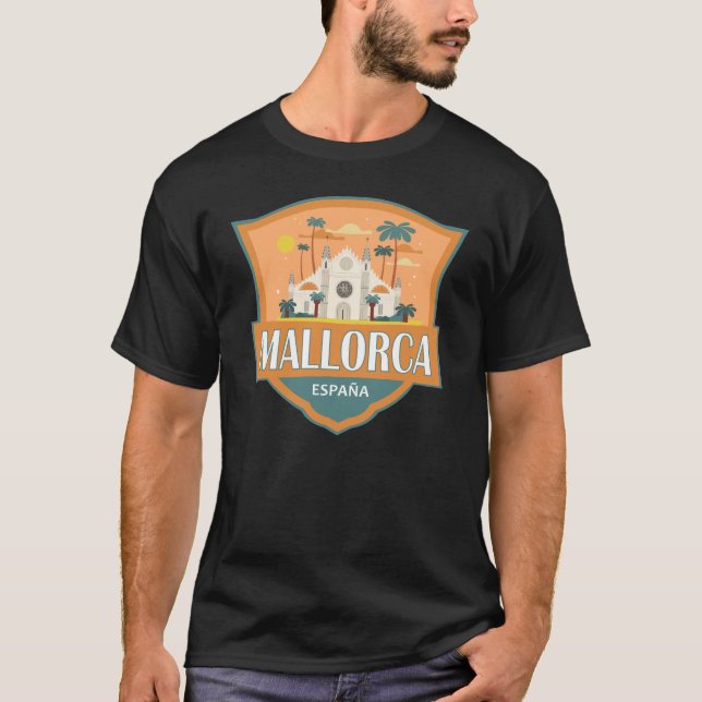 Mallorca Spanien Reisen Retro Abzeichen T-Shirt (Vorderseite)