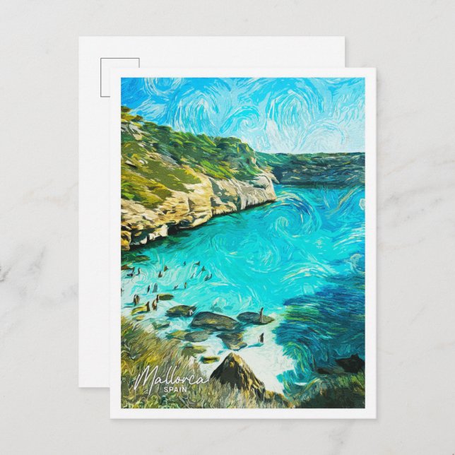 Mallorca Spanien Schönes Öl Paint Landschaft Postkarte (Vorne/Hinten)