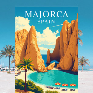 Mallorca, Spanien Strand Reise Vintage Postkarte