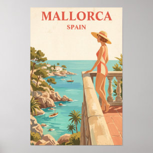 Mallorca Spanien Vintage Reise Spanische Küste Poster