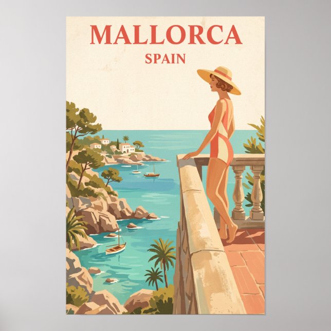Mallorca Spanien Vintage Reise Spanische Küste Poster (Vorne)