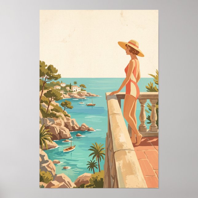 Mallorca Spanien Vintage Reise Spanische Küste Poster (Vorne)