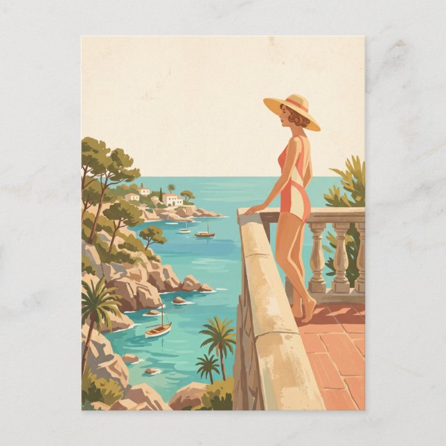 Mallorca Spanien Vintage Reise Spanische Küste Postkarte (Vorderseite)