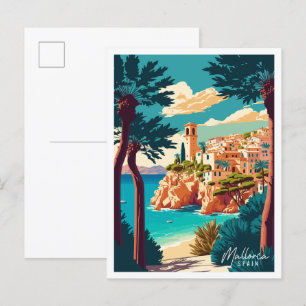 Mallorca Spanien Vintage-Reiseillustration Postkarte