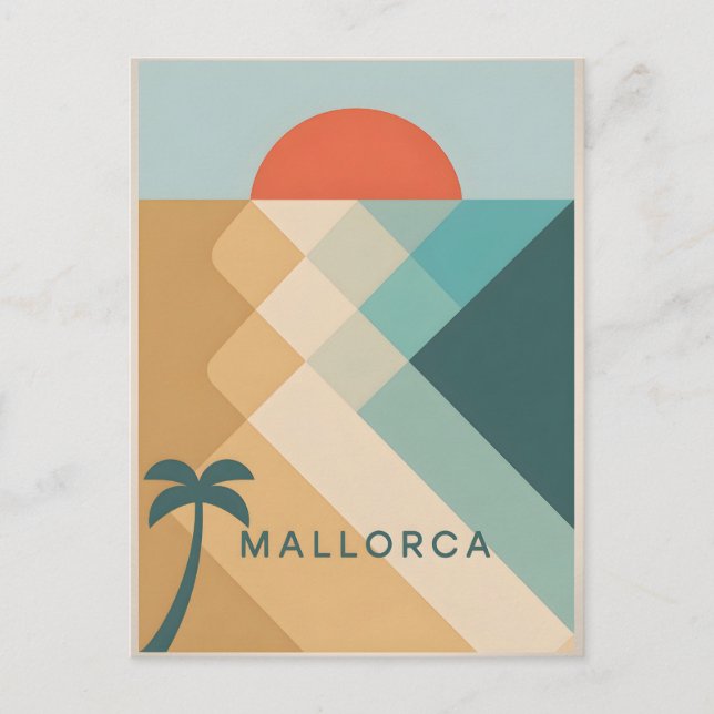 Mallorca Vintag abstrakt Postkarte (Vorderseite)