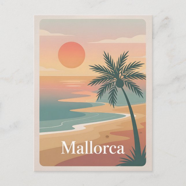 Mallorca Vintag minimalistisch Postkarte (Vorderseite)