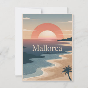 Mallorca Vintage Minimalistisch Postkarte