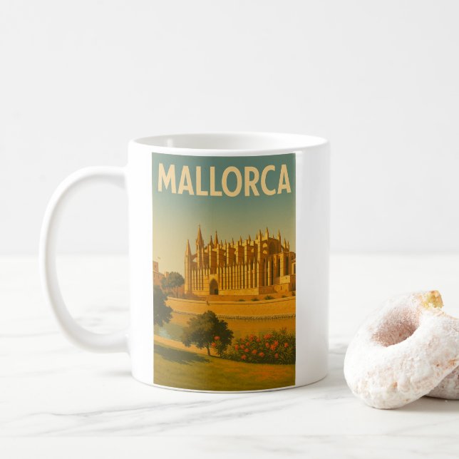 Mallorca Vintage Retro Kathedrale Kaffeetasse (Mit Donut)