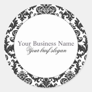 Mallory #1 Chic Black Damask Round Aufkleber