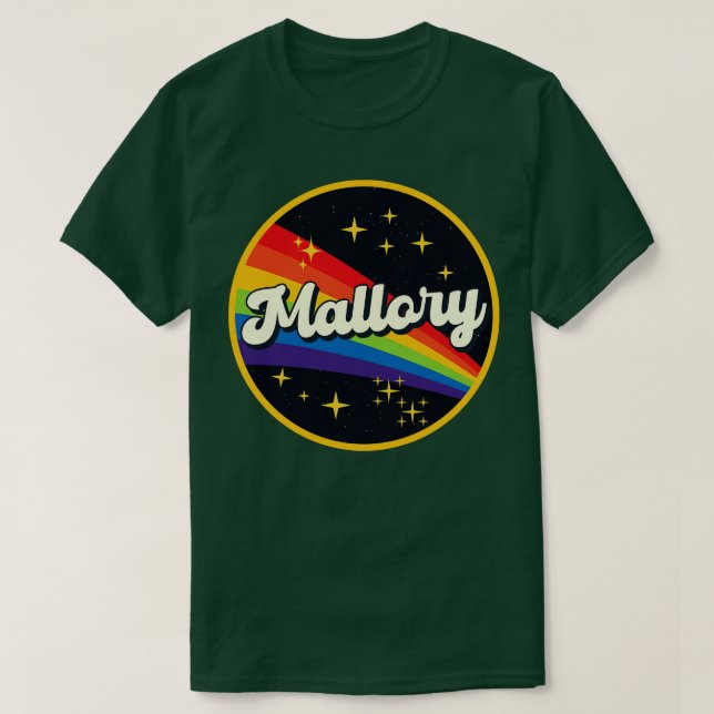 Mallory Rainbow im Vintagen Weltraum T-Shirt (Design vorne)