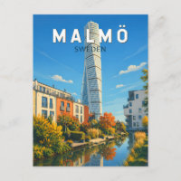 Malmö Schweden Illustration Reise Kunst Vintage