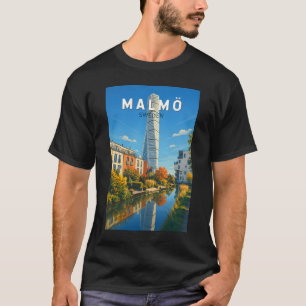 Malmö Schweden Illustration Reise Kunst Vintage T-Shirt