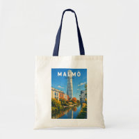 Malmö Schweden Illustration Reise Kunst Vintage