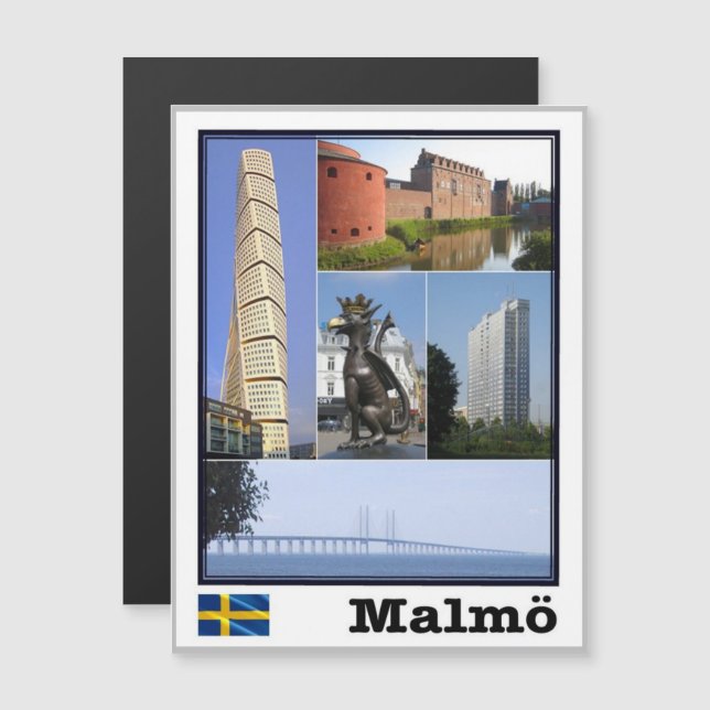 Malmö - Schweden - Mosaik - Magnetkarte (Vorne/Hinten)