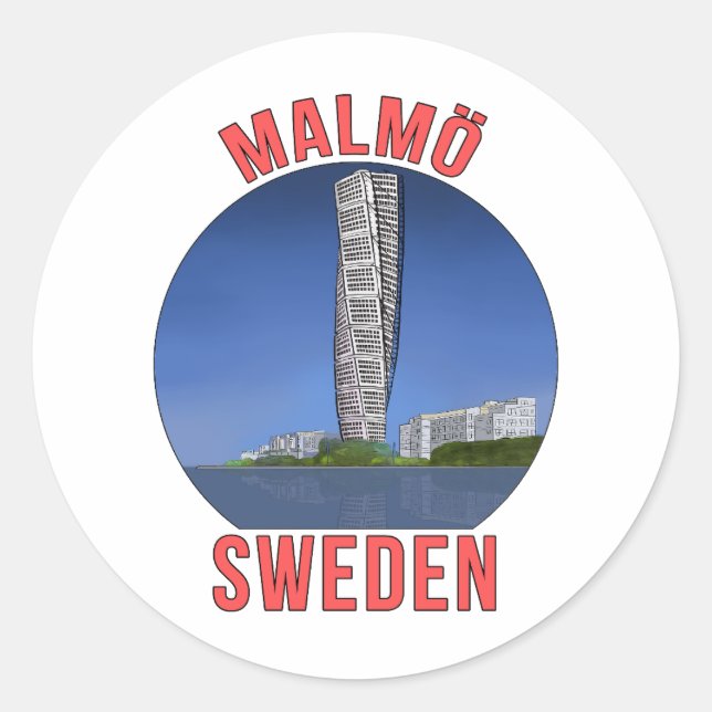 Malmo Schweden Runder Aufkleber (Vorderseite)