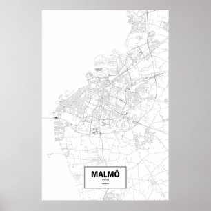 Malmö, Schweden (schwarz auf weiß) Poster