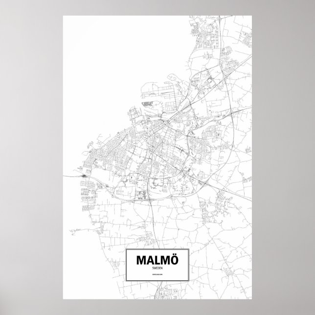 Malmö, Schweden (schwarz auf weiß) Poster (Vorne)