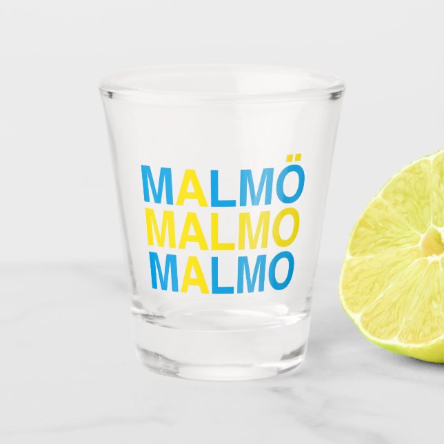 MALMO Schwedische Flagge Schnapsglas (Vorderseite)