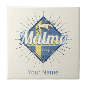 Malmo Sweden Retro Flag Vintage Elche Souvenir Fliese