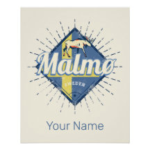Malmo Sweden Retro Flag Vintage Elche Souvenir