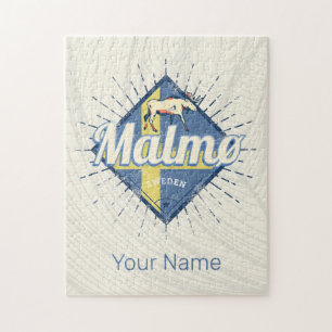 Malmo Sweden Retro Flag Vintage Elche Souvenir Puzzle