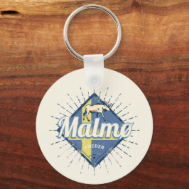 Malmo Sweden Retro Flag Vintage Elche Souvenir Schlüsselanhänger