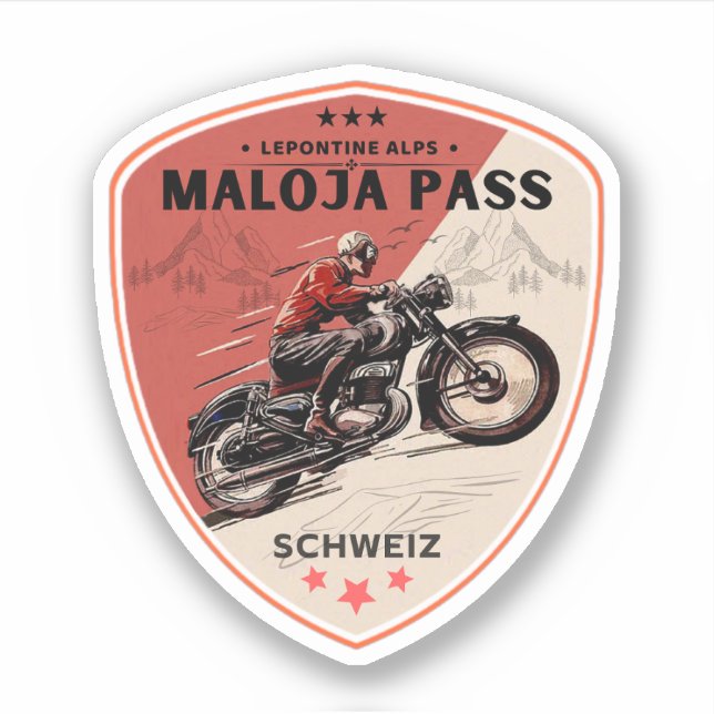 Maloja Pass Schweizer Alpen - Motorrad-Tour Aufkleber (Vorderseite)