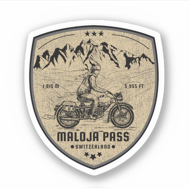 Maloja Pass Schweizer Alpen - Motorrad-Tour Aufkleber (Vorderseite)