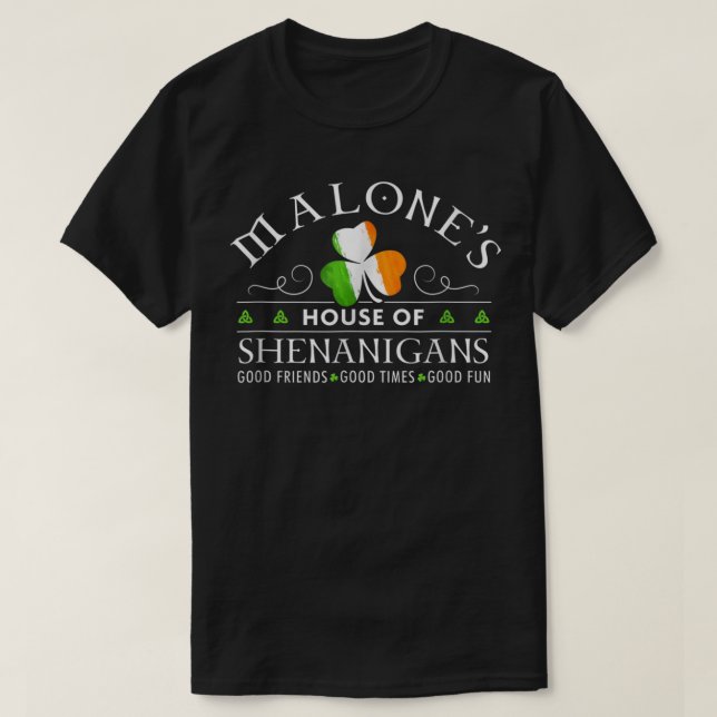 Malone House of Shenanigans St Patricks Day T-Shirt (Design vorne)