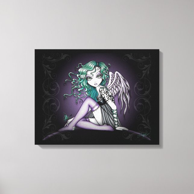 "Malory" Niedliche Grüne Tattoo Angel Canvas Print Leinwanddruck (Vorderseite)