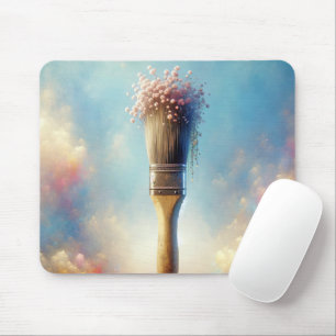 Malpinsel mit rosa Babyatem Mousepad