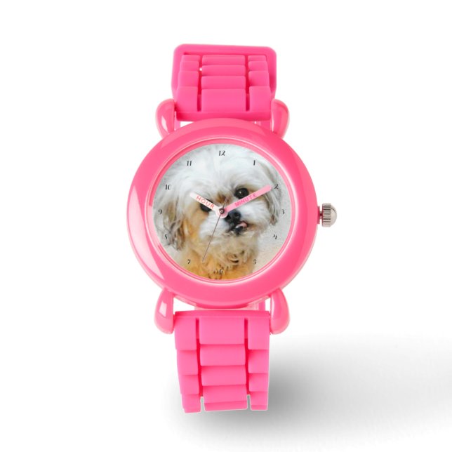 Malshi Dog Pink Armbanduhr (Vorderseite)