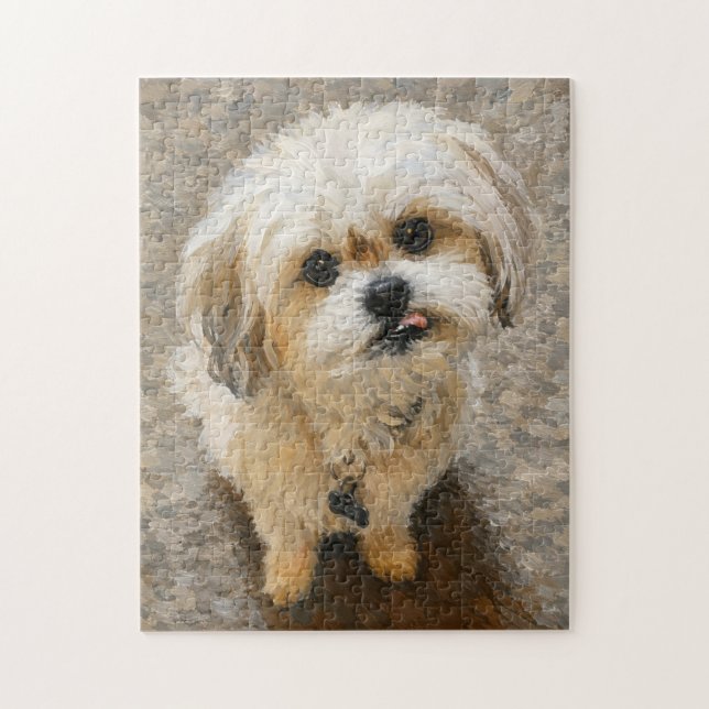 Malshi-Hund-Puzzle mit Grau und Beige  Puzzle (Vertikal)