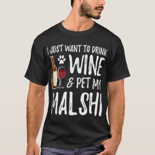 Malshi-Hundefreund-Wein-T-Shirt Lustiges Hundefreu T-Shirt