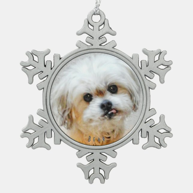 Malshi Snowflake Schneeflocken Zinn-Ornament (Vorderseite)