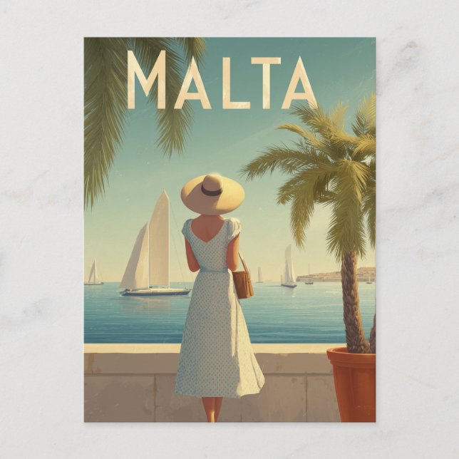 Malta 50er Vintag Postkarte (Vorderseite)