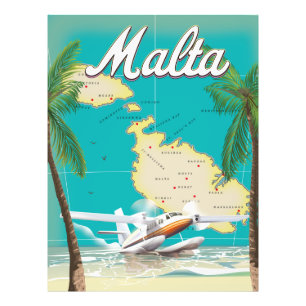 Malta Beach & Map Reiseplakat Fotodruck