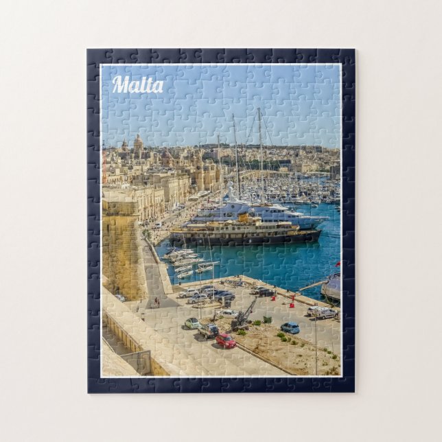 Malta Birgu Waterfront Vittoriosa Three Cities Puzzle (Vertikal)
