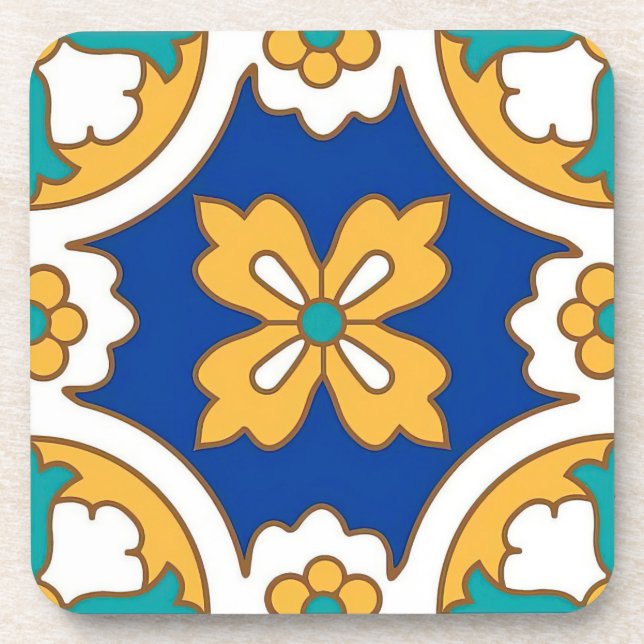 Malta Classic Tile Design Hard Plastic Untersetzer (Vorderseite)
