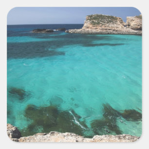 Malta, Comino Island, The Blue Lagoon Quadratischer Aufkleber