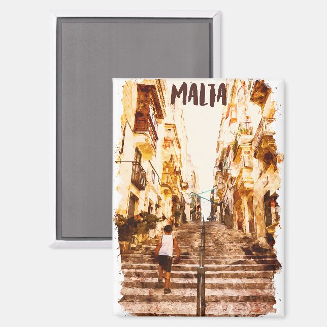 Malta European Island Architecture Magnet (Vorderseite/Rückseite)