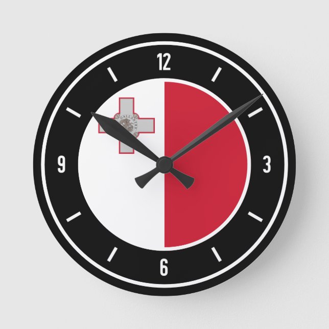Malta Flag Elegant Runde Wanduhr (Vorderseite)