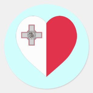 Malta Flag Heart Runder Aufkleber