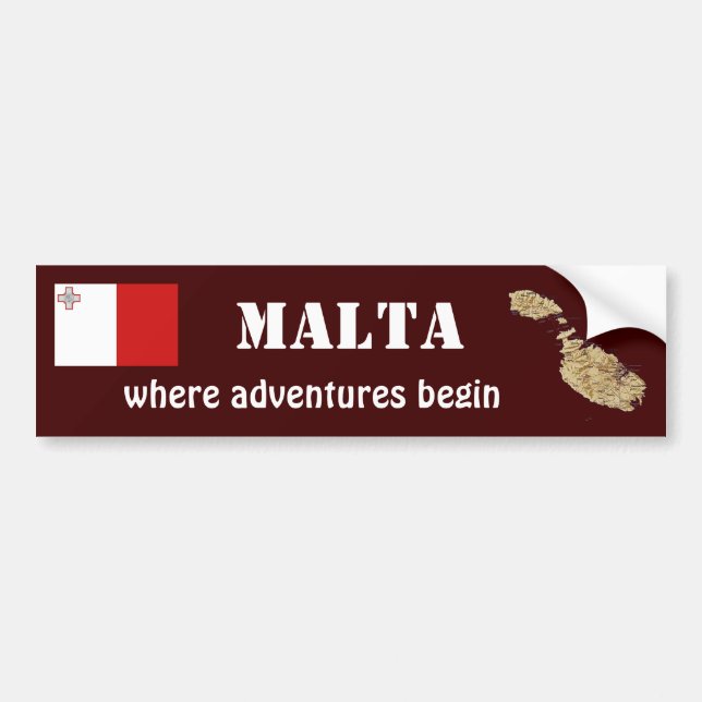Malta Flag + Karte Autoaufkleber (Vorne)