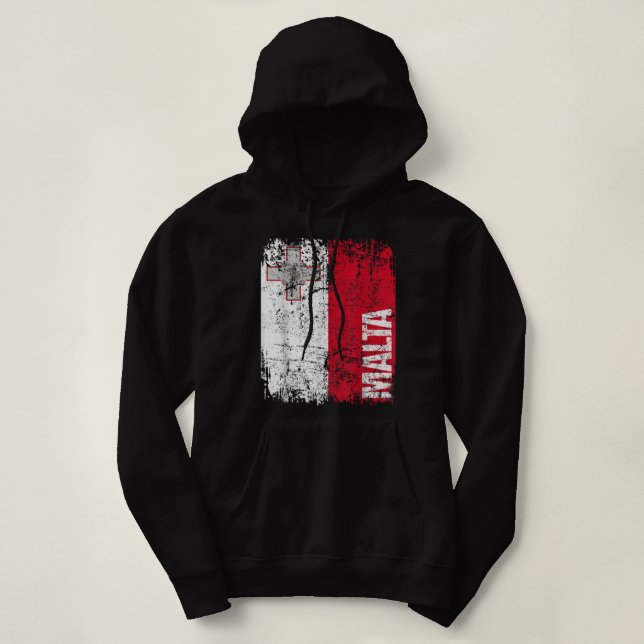 MALTA Flag Vintag MALTA gestört Hoodie (Design vorne)