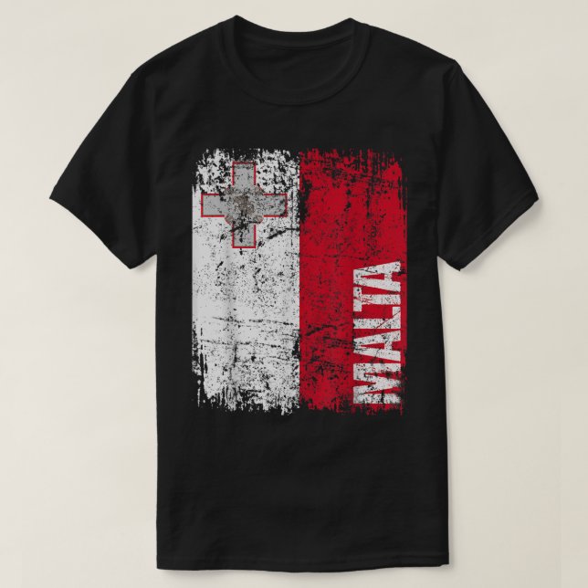 MALTA Flag Vintag MALTA gestört T-Shirt (Design vorne)