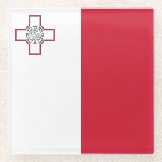 Malta-Flagge Glasuntersetzer (Vorderseite)
