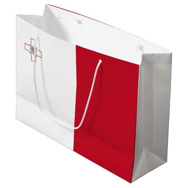 Malta-Flagge Große Geschenktüte (Vorderseite Schrägansicht)