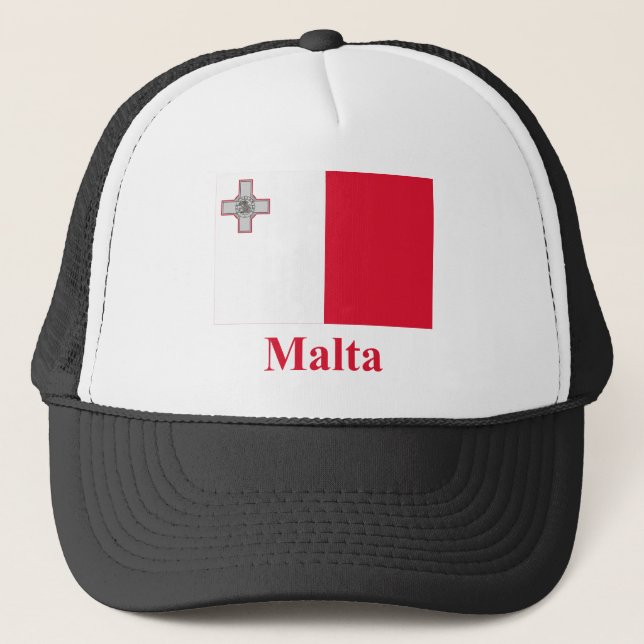 Malta-Flagge mit Namen Truckerkappe (Vorderseite)